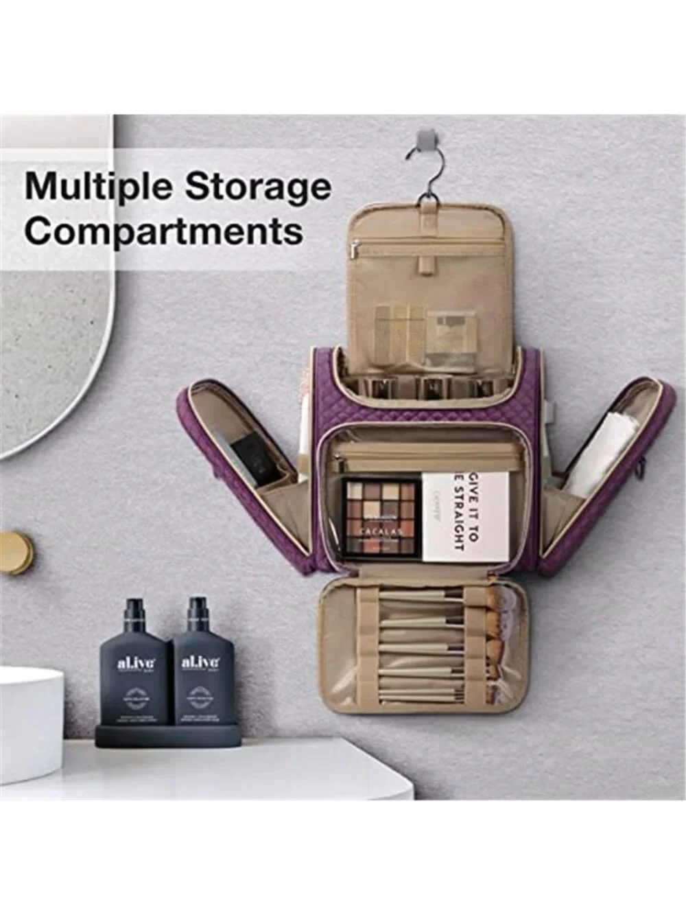 Large Hanging Toiletry Bag Travel Makeup Organizer Waterproof Cosmetic Case